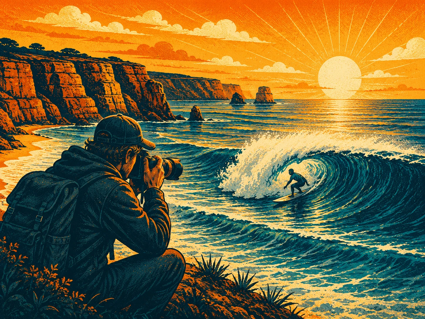 Surffotograf an der Algarve fotografiert einen Surfer